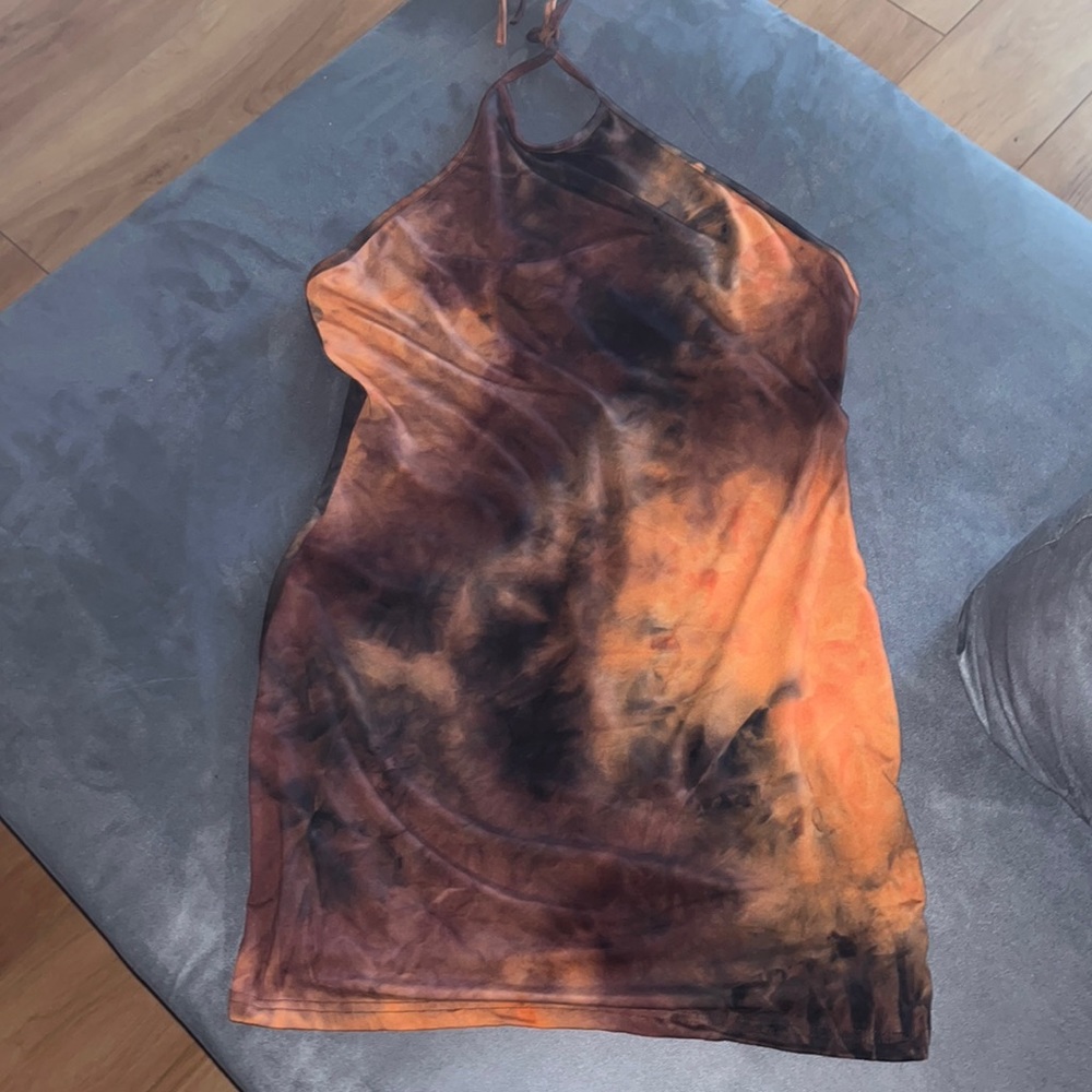 Tie dye mini dress, never worn some stretch, XL